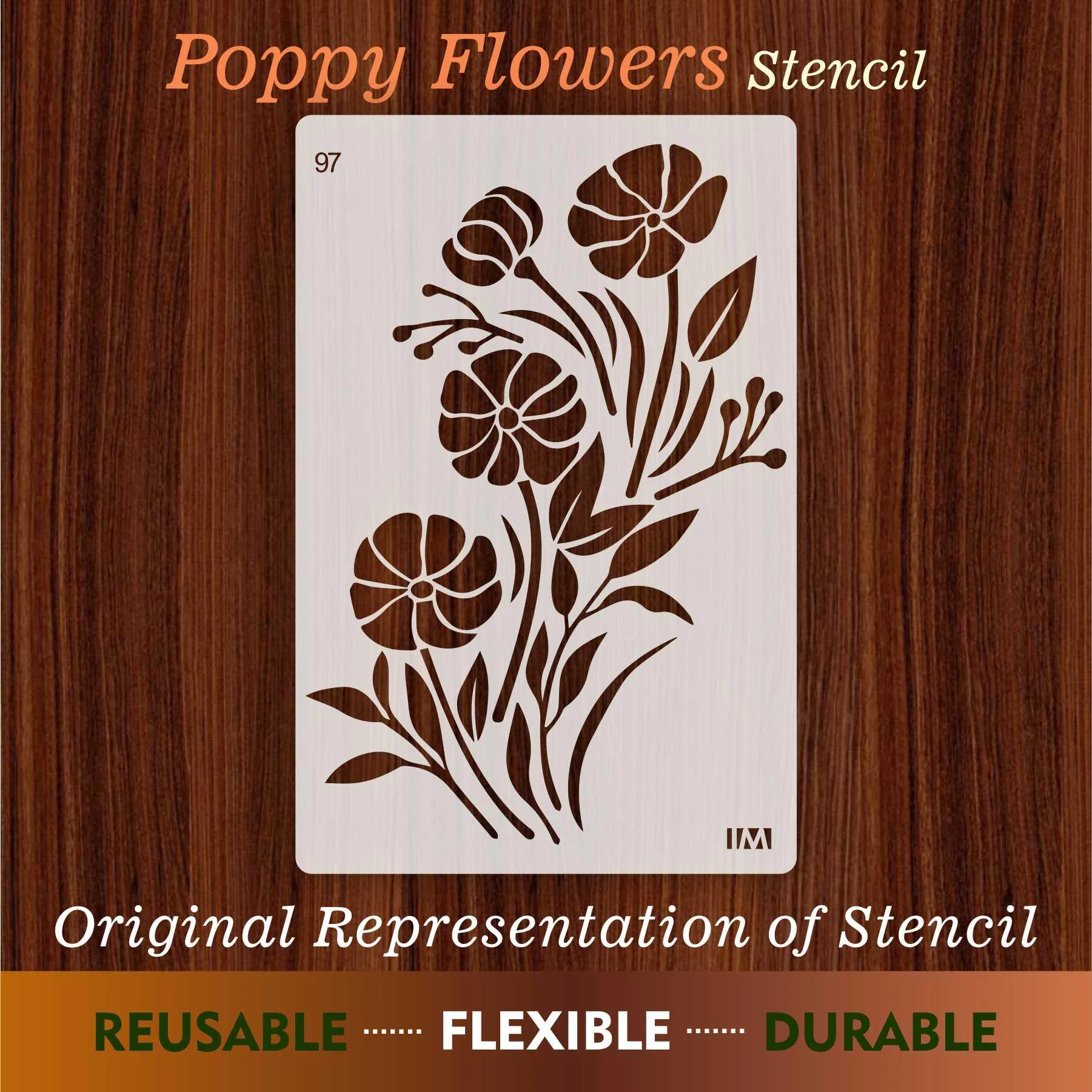 Floral Reusable Stencil for Canvas and wall painting.ID#97 - Image 4
