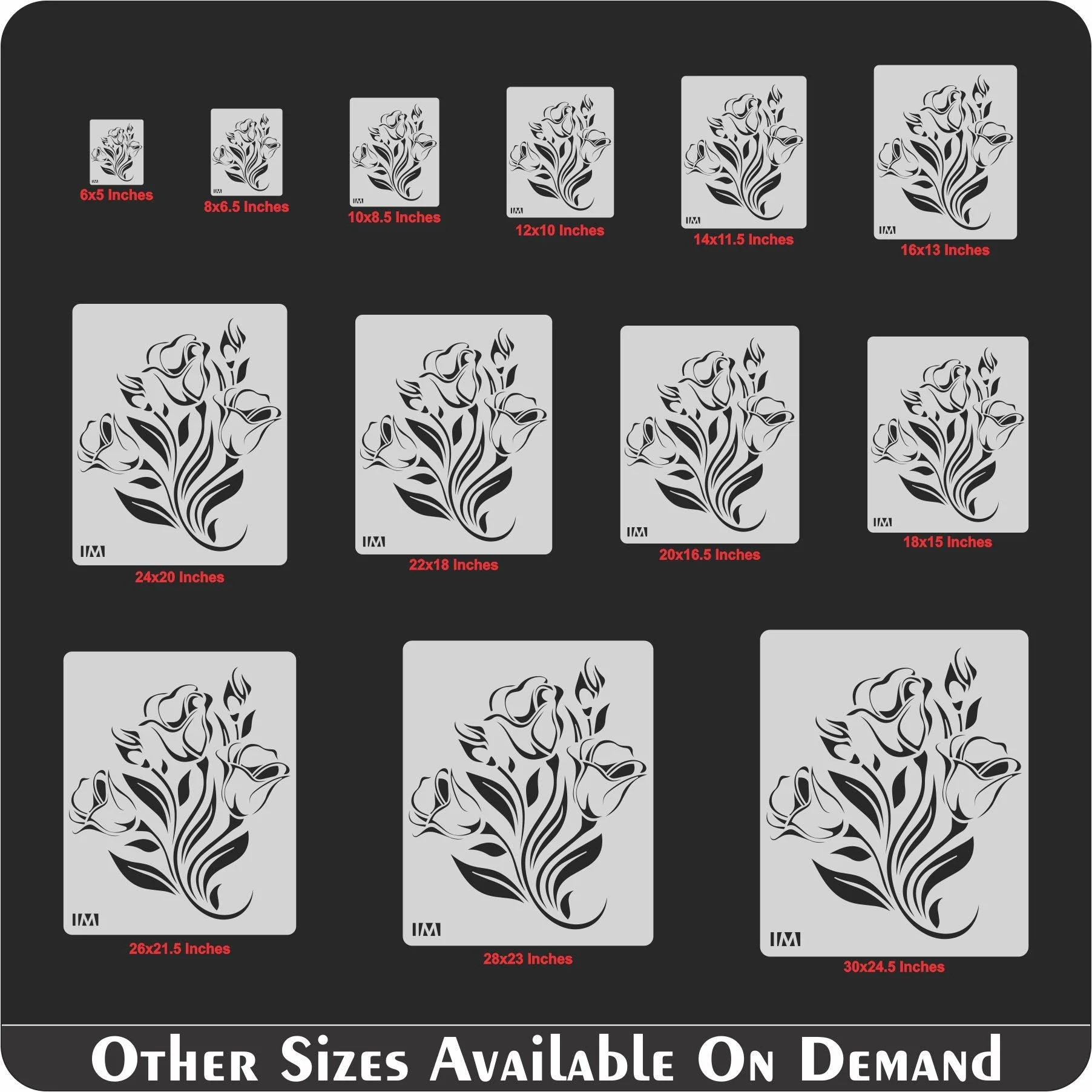 Floral Reusable Stencil for Canvas and wall painting.ID#84 - Image 3