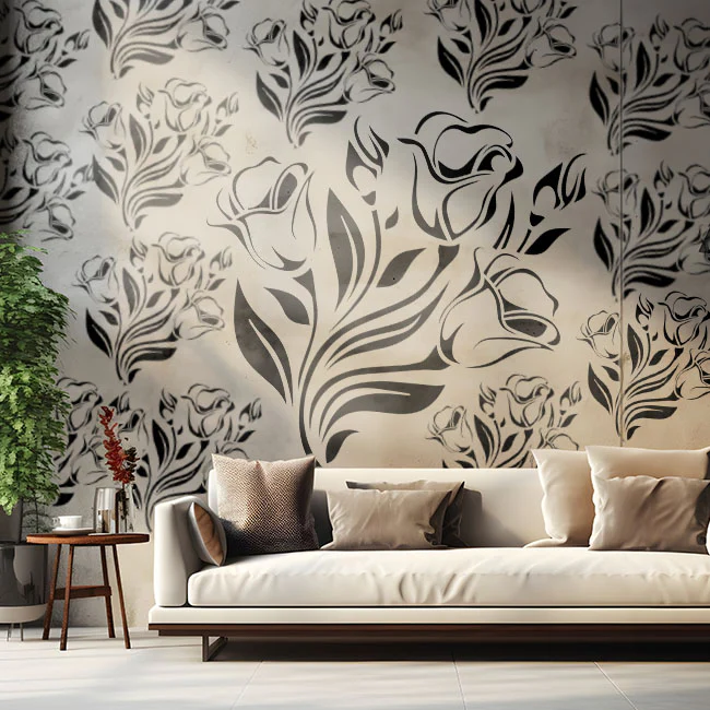 Floral Reusable Stencil for Canvas and wall painting.ID#84 - Image 5