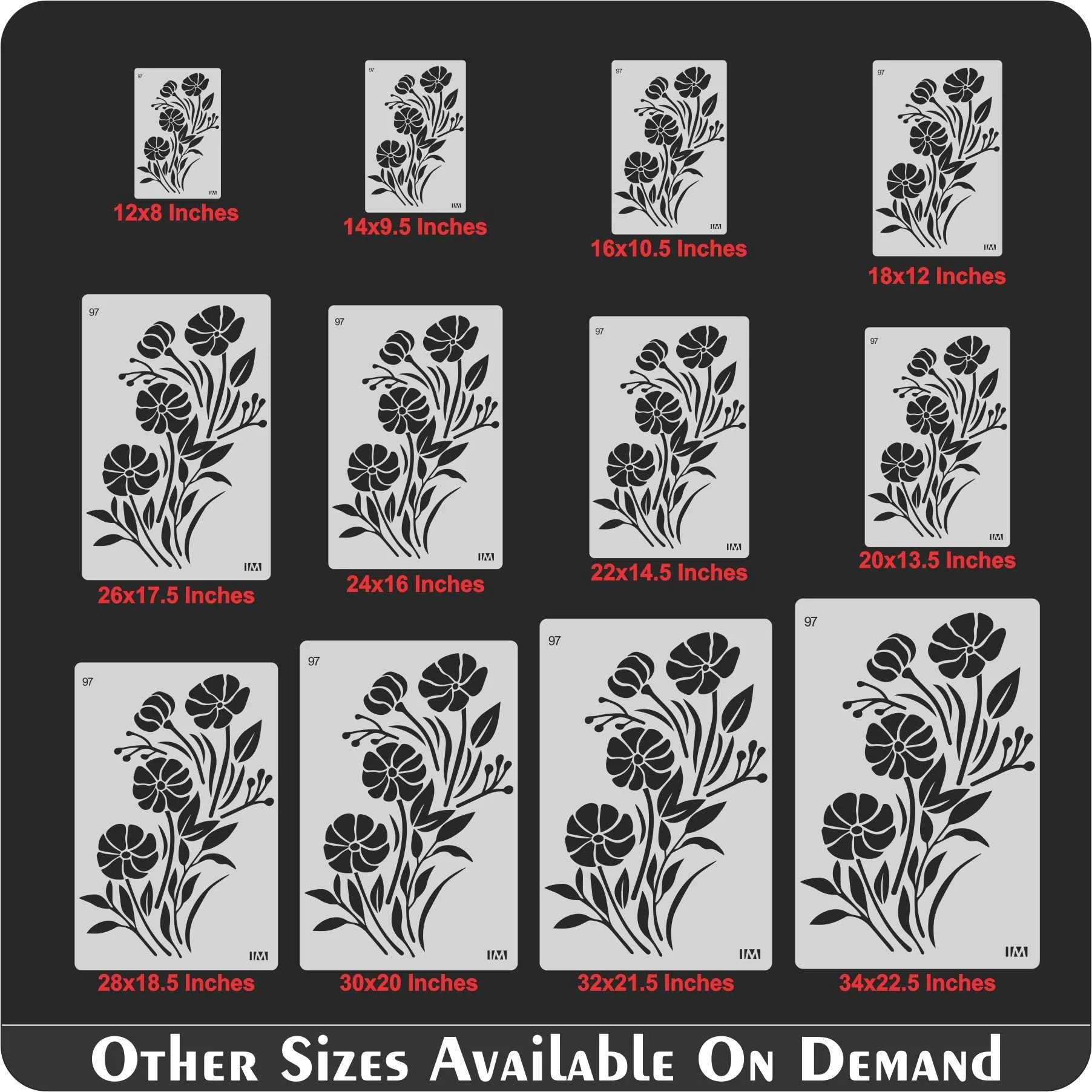 Floral Reusable Stencil for Canvas and wall painting.ID#97 - Image 5