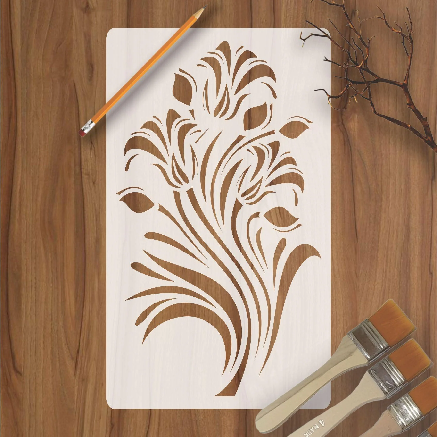 Floral Reusable Stencil for Canvas and wall painting.ID#83
