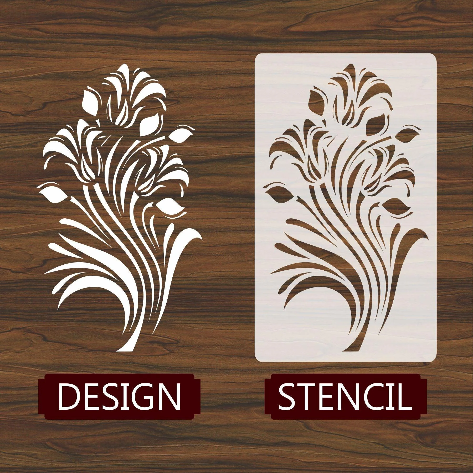 Floral Reusable Stencil for Canvas and wall painting.ID#83 - Image 2