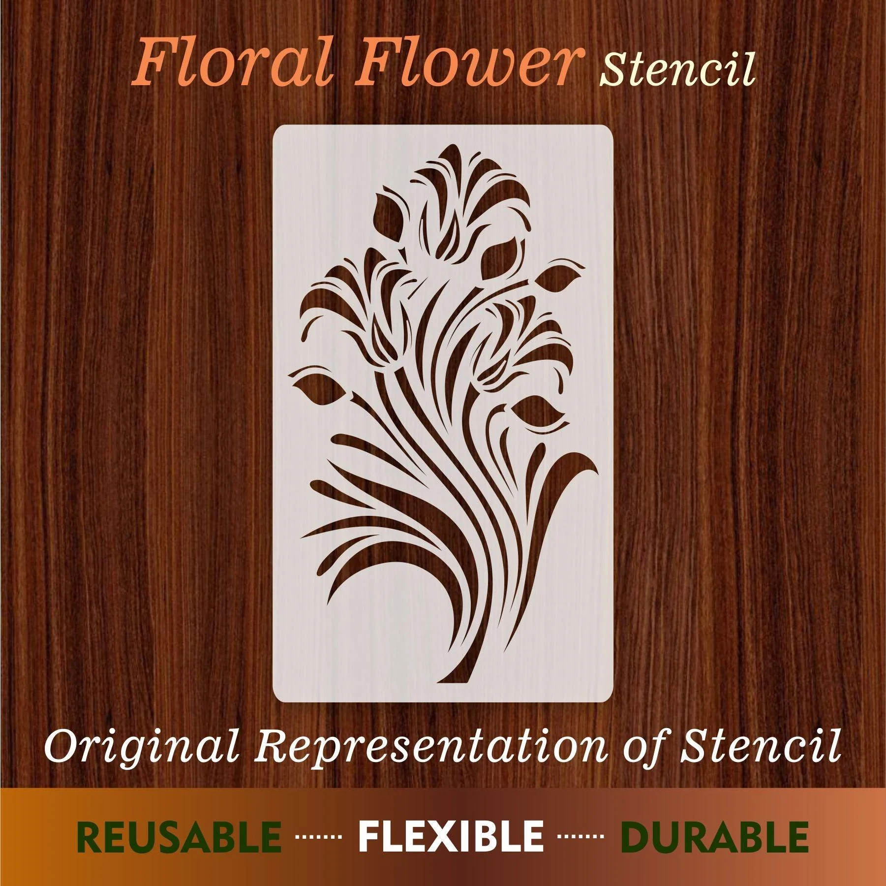 Floral Reusable Stencil for Canvas and wall painting.ID#83 - Image 3
