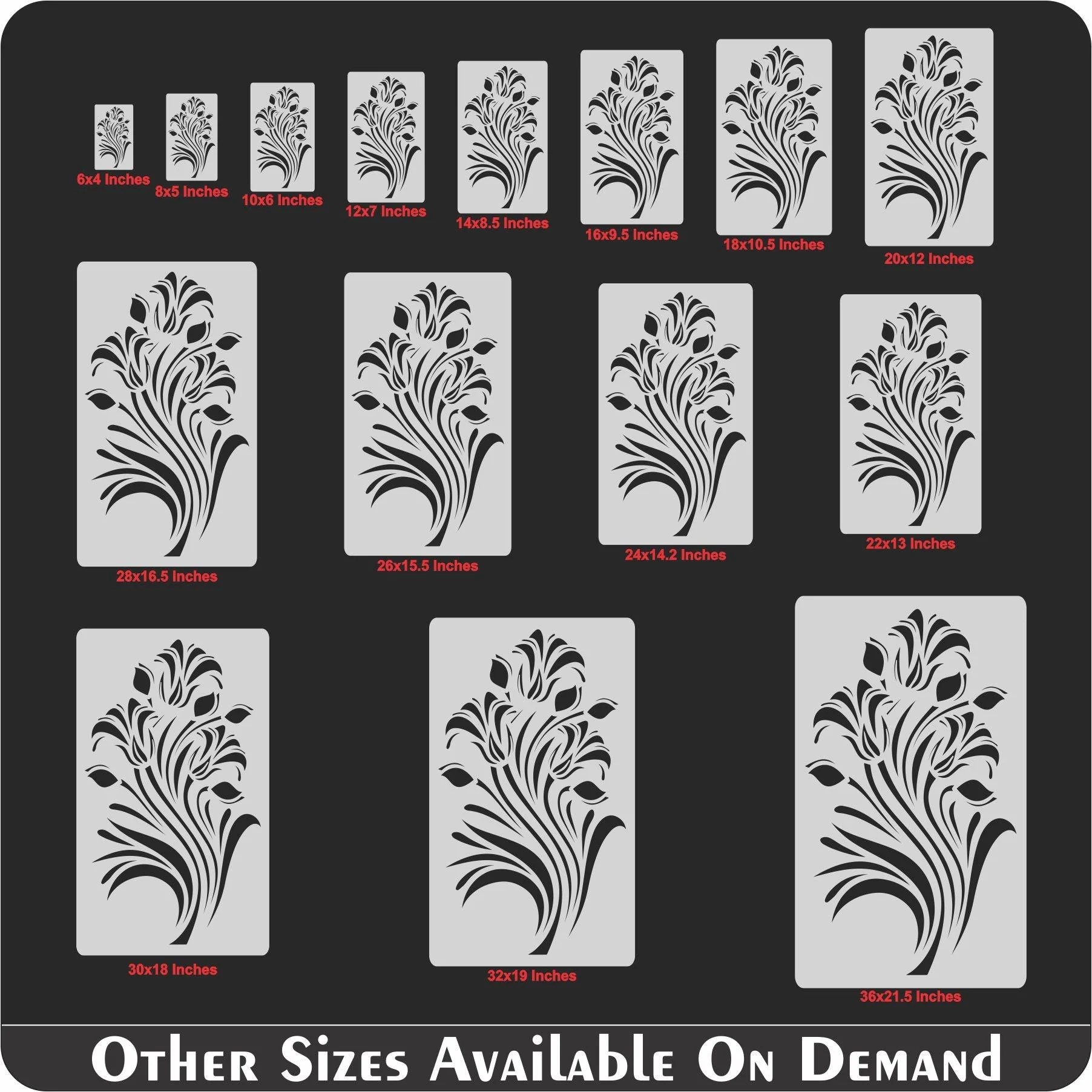 Floral Reusable Stencil for Canvas and wall painting.ID#83 - Image 4
