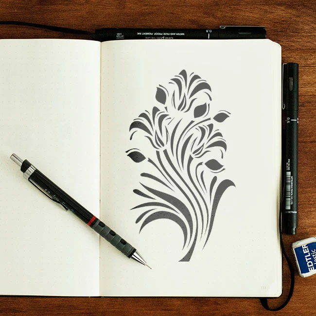 Floral Reusable Stencil for Canvas and wall painting.ID#83 - Image 6