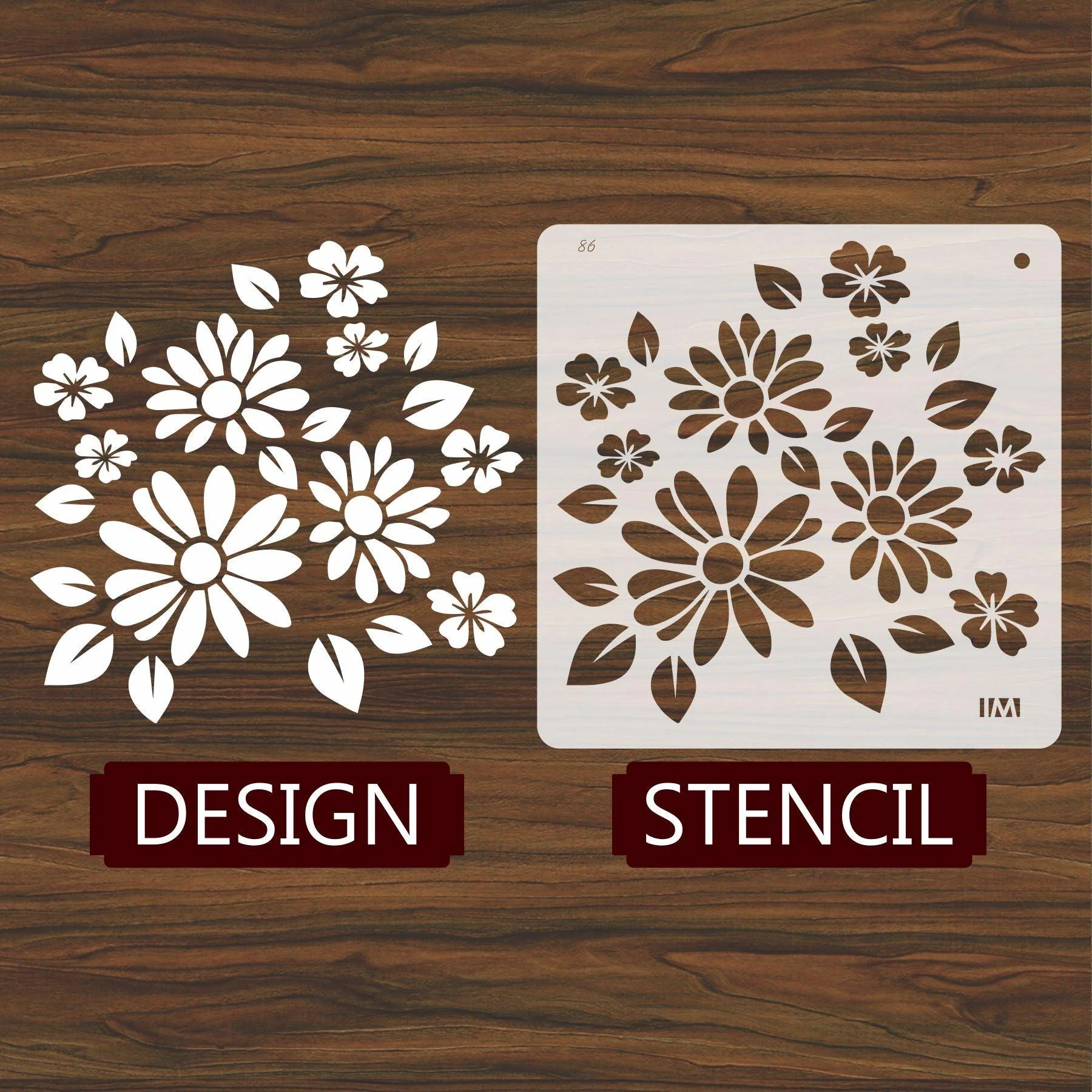 Floral Reusable Stencil for Canvas and wall painting.ID#86 - Image 2