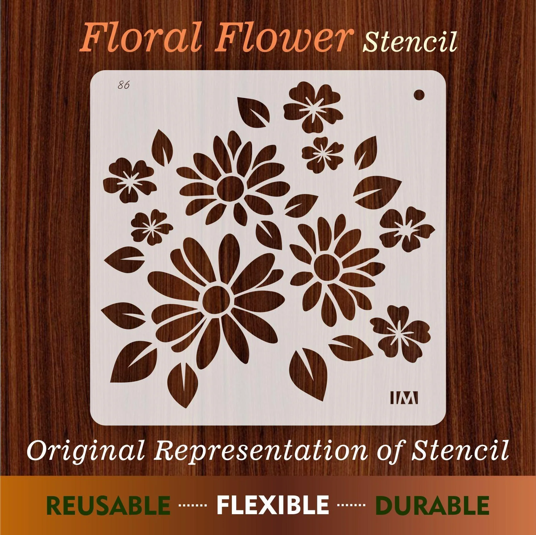 Floral Reusable Stencil for Canvas and wall painting.ID#86 - Image 3