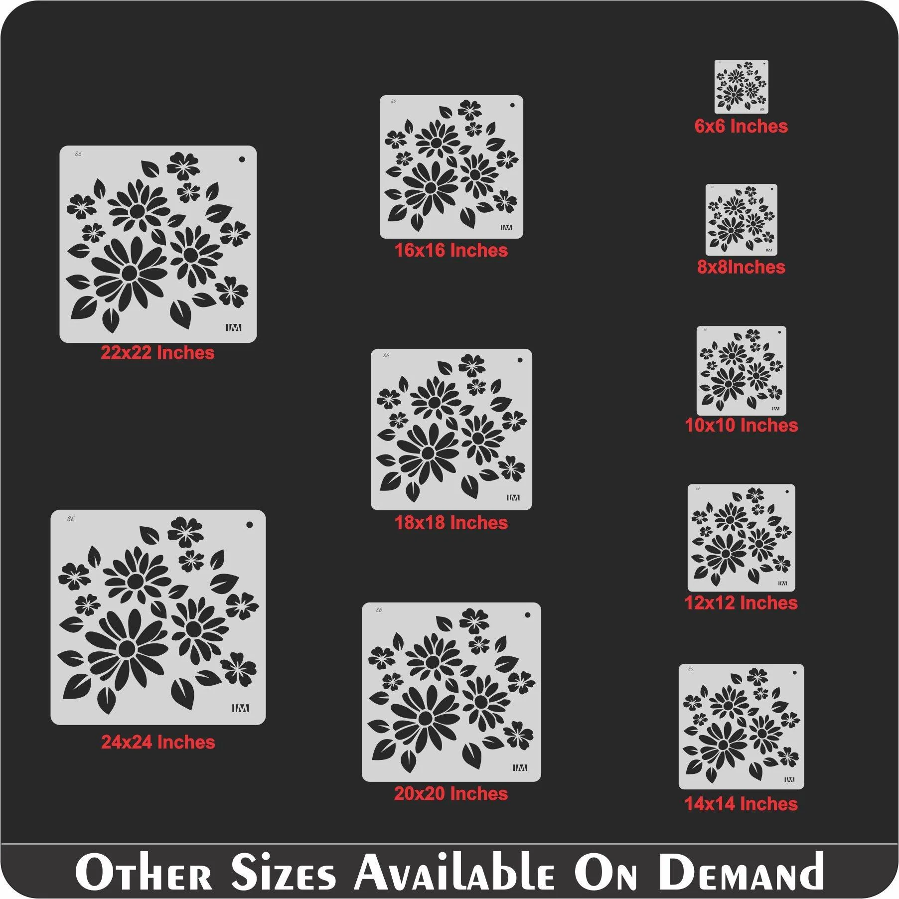 Floral Reusable Stencil for Canvas and wall painting.ID#86 - Image 4