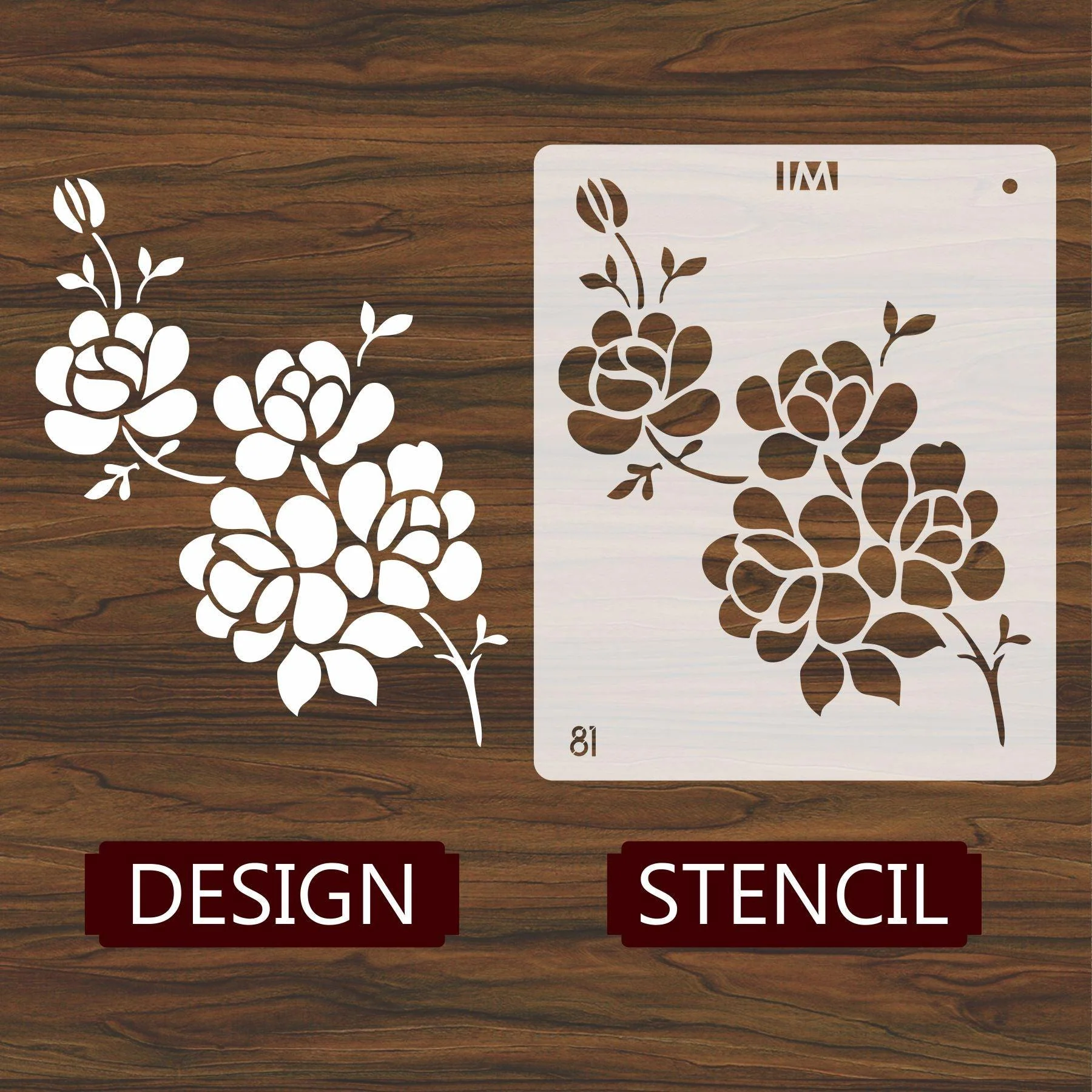 Floral Reusable Stencil for Canvas and wall painting.ID#81 - Image 2
