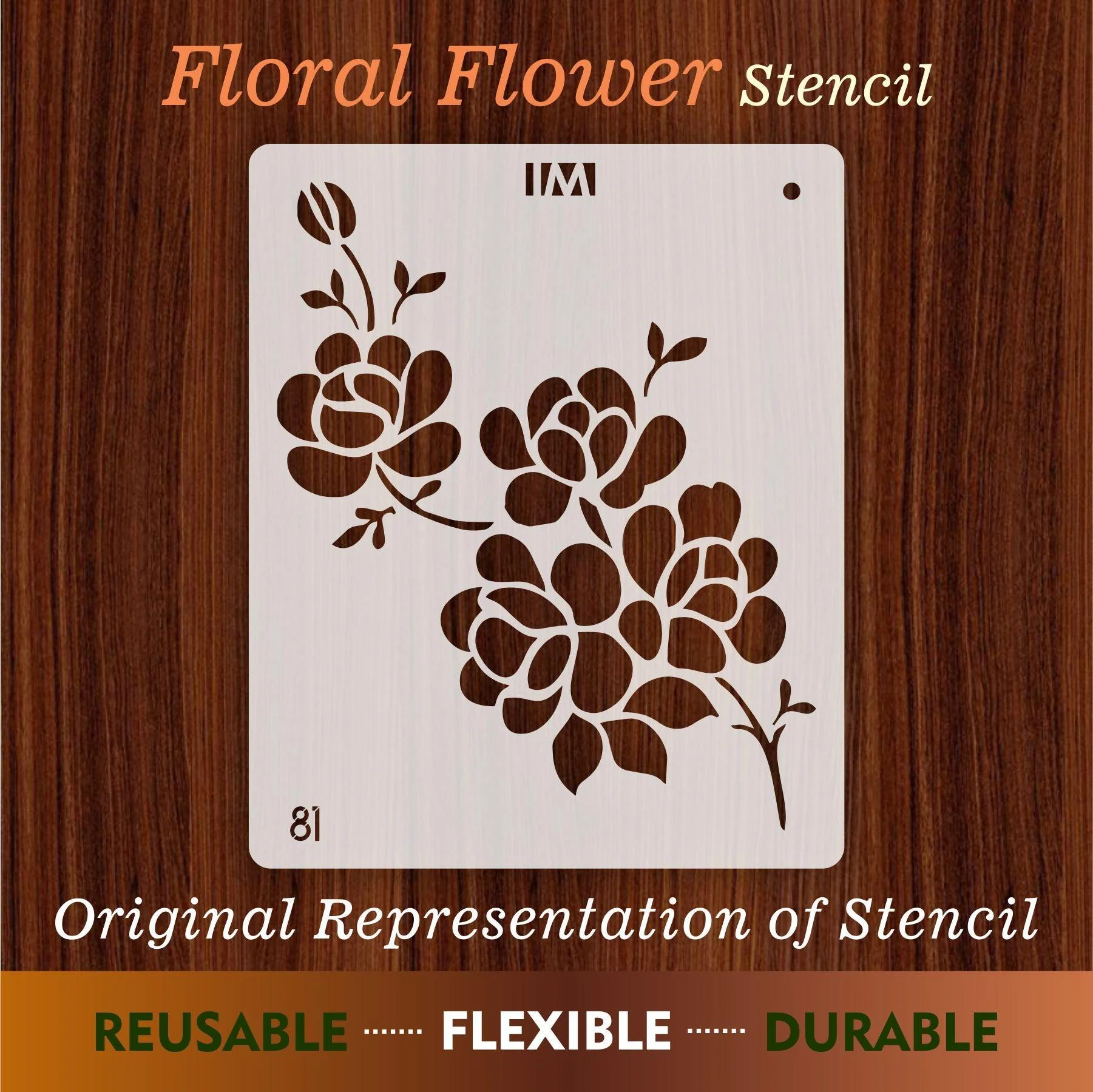 Floral Reusable Stencil for Canvas and wall painting.ID#81 - Image 3