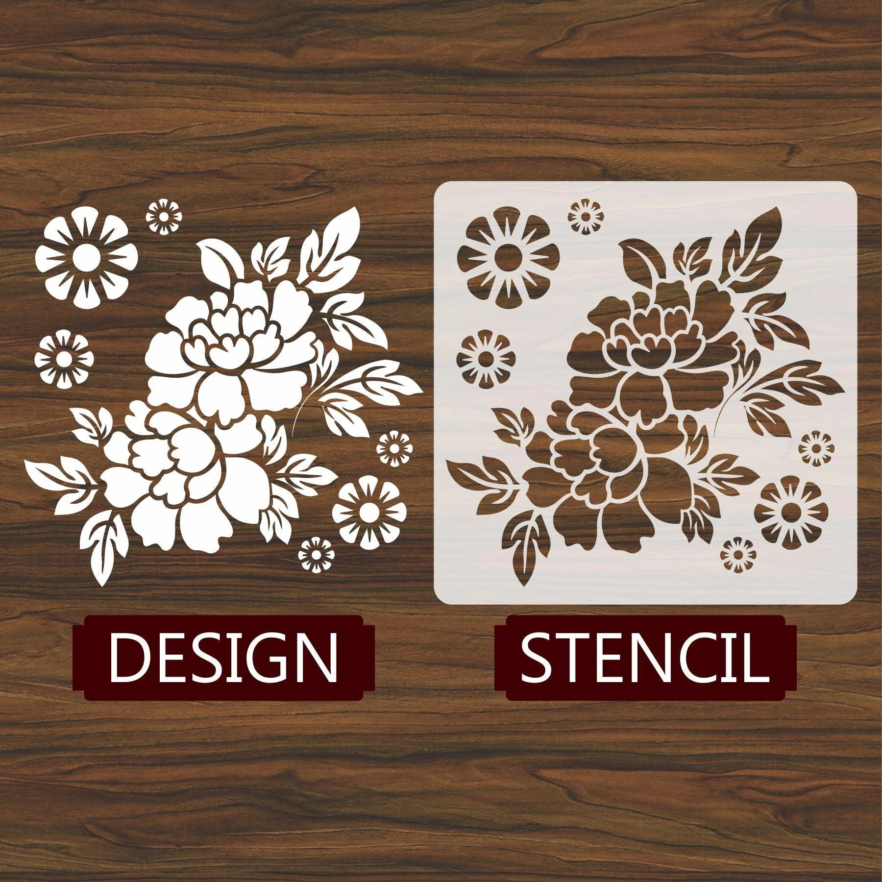 Floral Reusable Stencil for Canvas and wall painting.ID#87 - Image 2