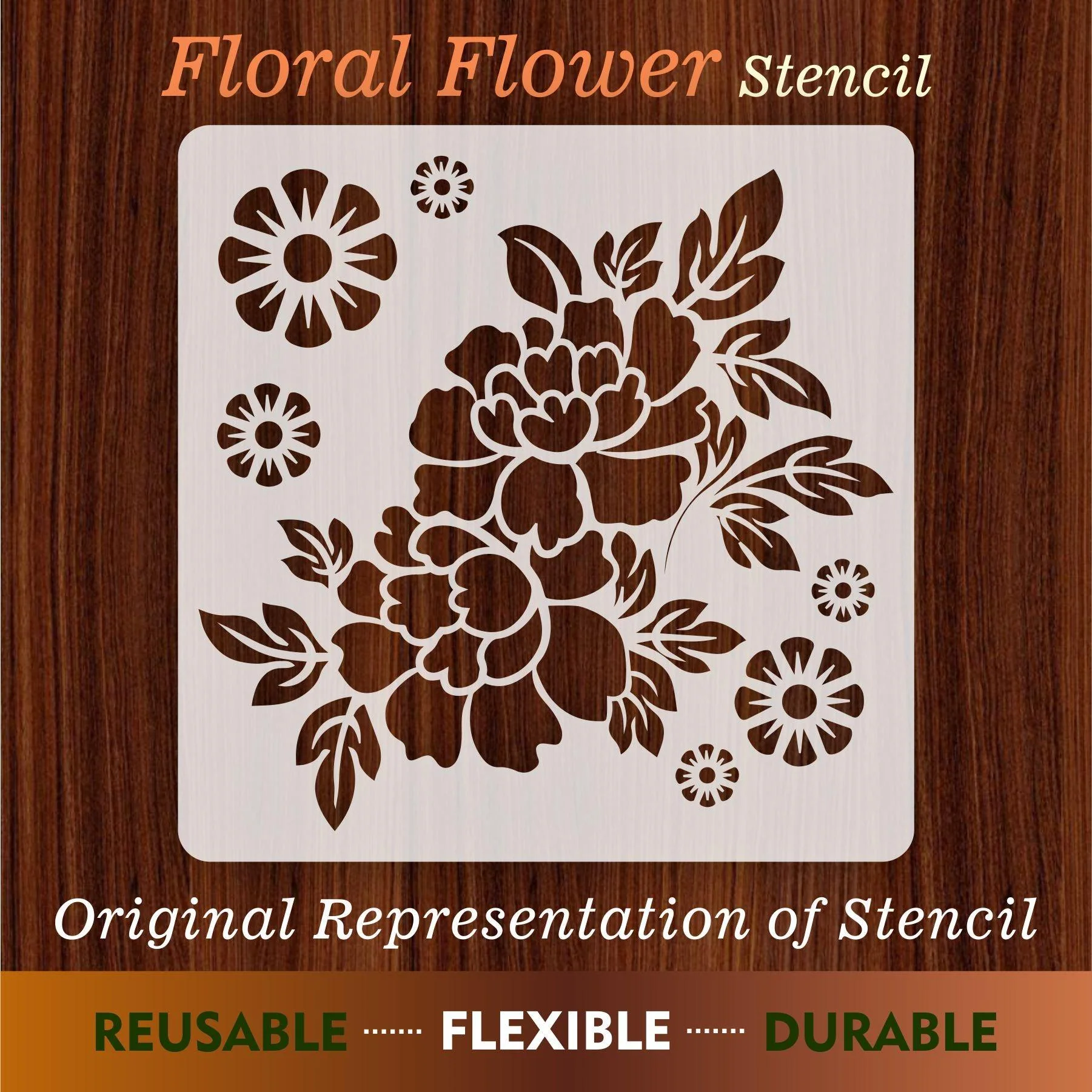 Floral Reusable Stencil for Canvas and wall painting.ID#87 - Image 3
