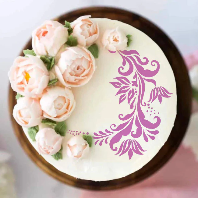 Floral Round BorferReusable Stencil for Canvas and wall painting.ID#90 - Image 3