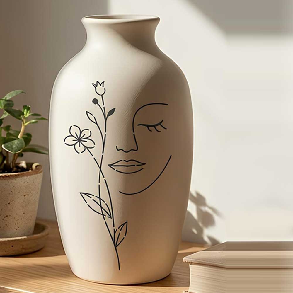 Floral Serenity Face Stencil for Wall, Wood & Fabric Art – Abstract Woman Line Design – ID# 775 - Image 6