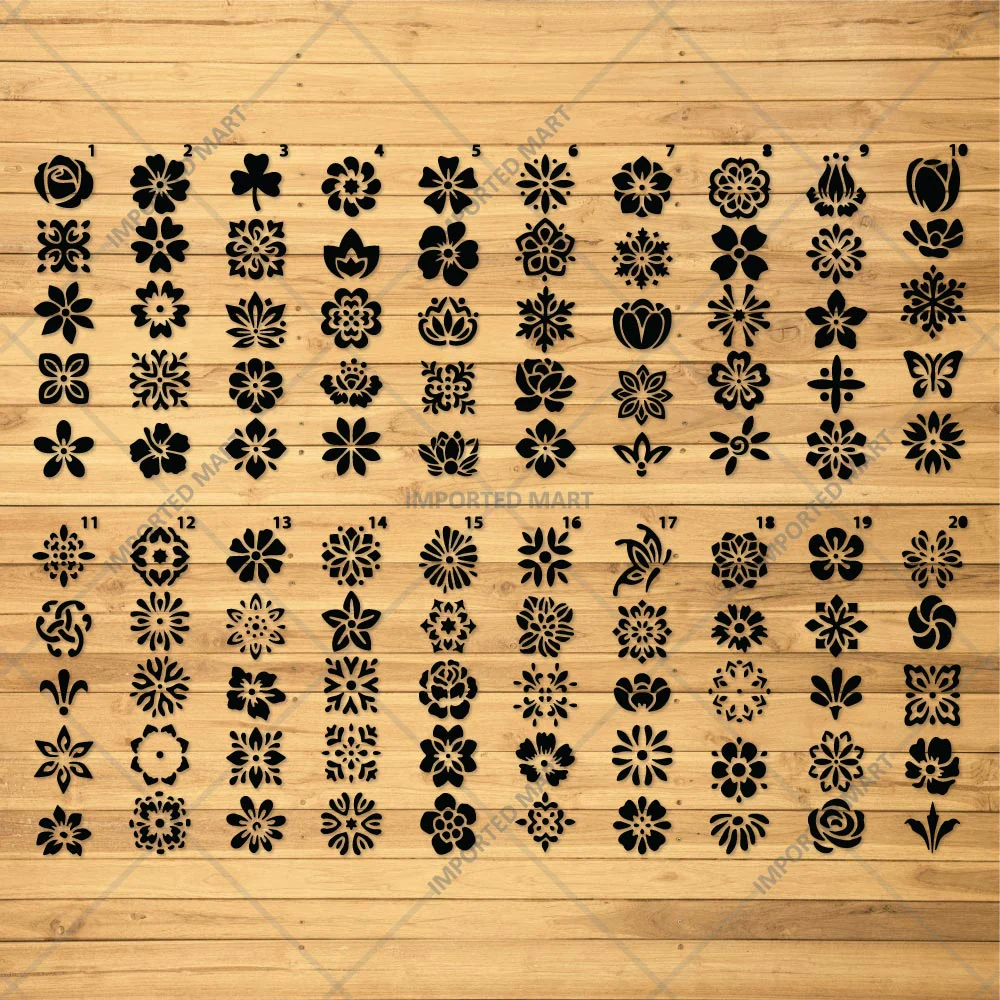 Floral Tapestry Border Stencil Pack for Scrapbook, Canvas & Craft Art – Decorative Flower Strip Patterns– ID# 714 - Image 3