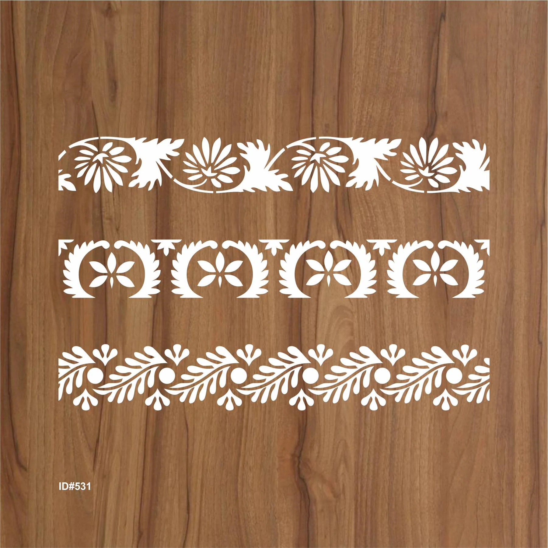 Florel Border Reusable Stencil for Painting Templates with Metal Open Ring for DIY Painting on Wood Wall Furniture Home. ID #531 - Image 2