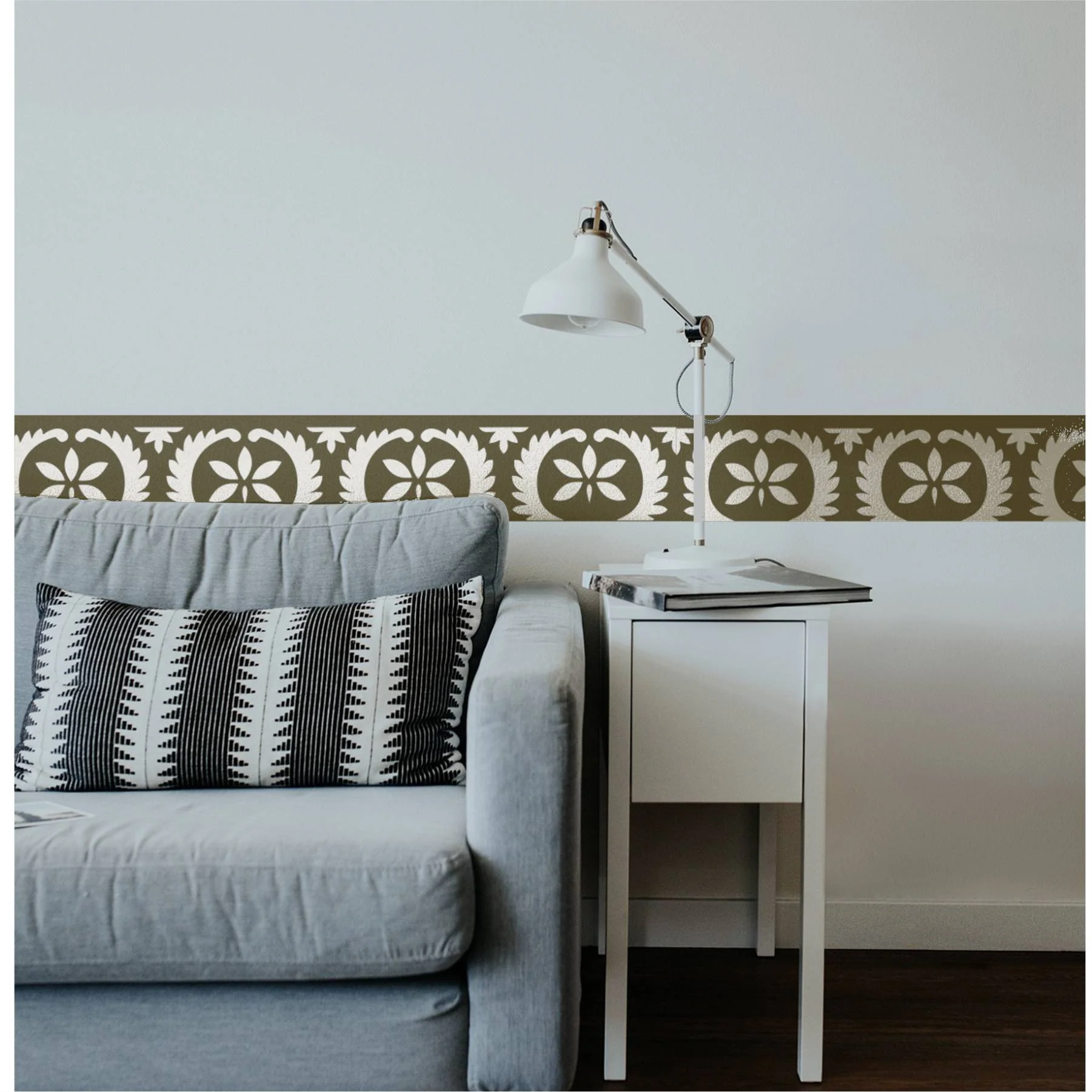Florel Border Reusable Stencil for Painting Templates with Metal Open Ring for DIY Painting on Wood Wall Furniture Home. ID #531 - Image 3