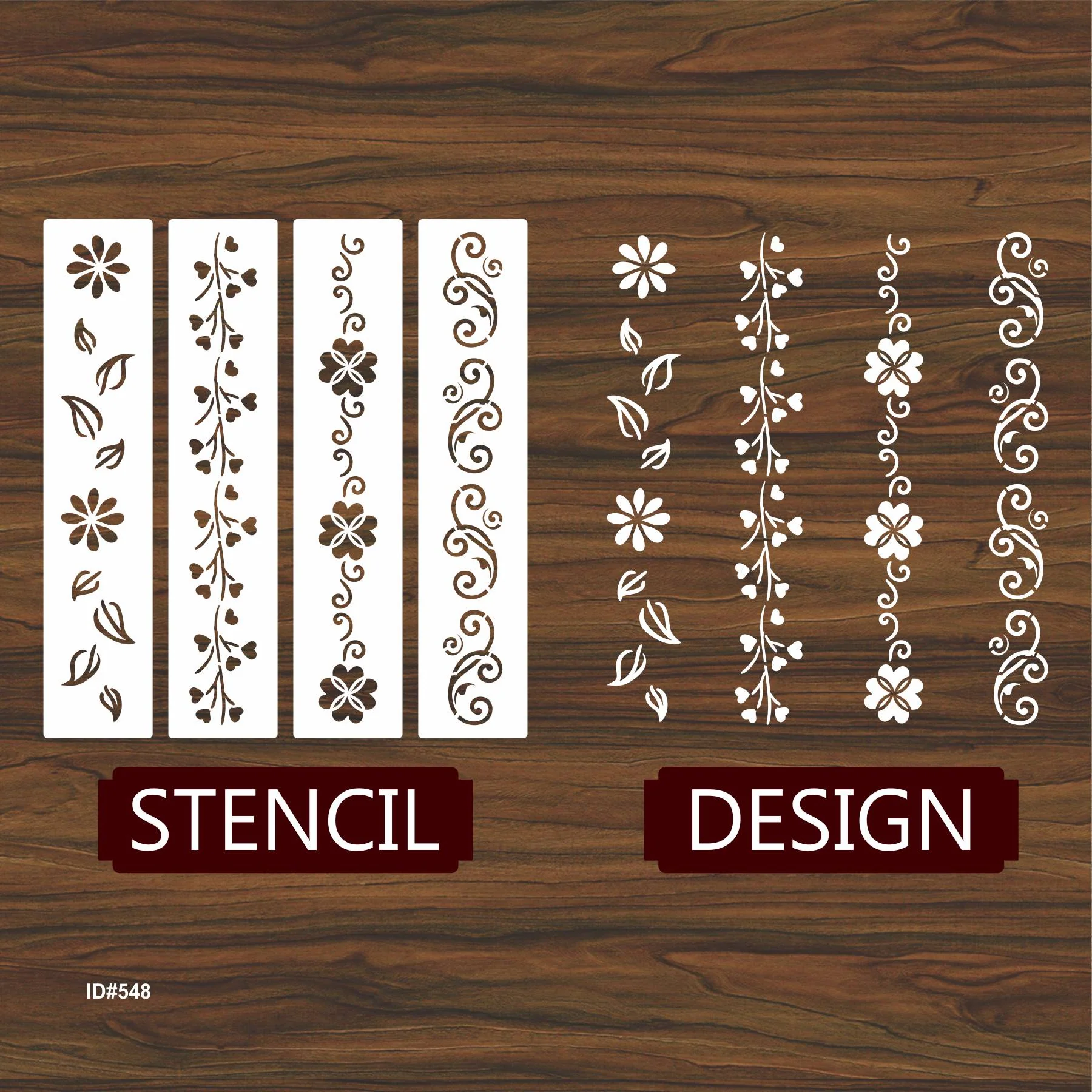 Flower Border Stencil Stamping Photo Album Embossing Paper Card on Wood Fabric Wall. ID #548 - Image 4