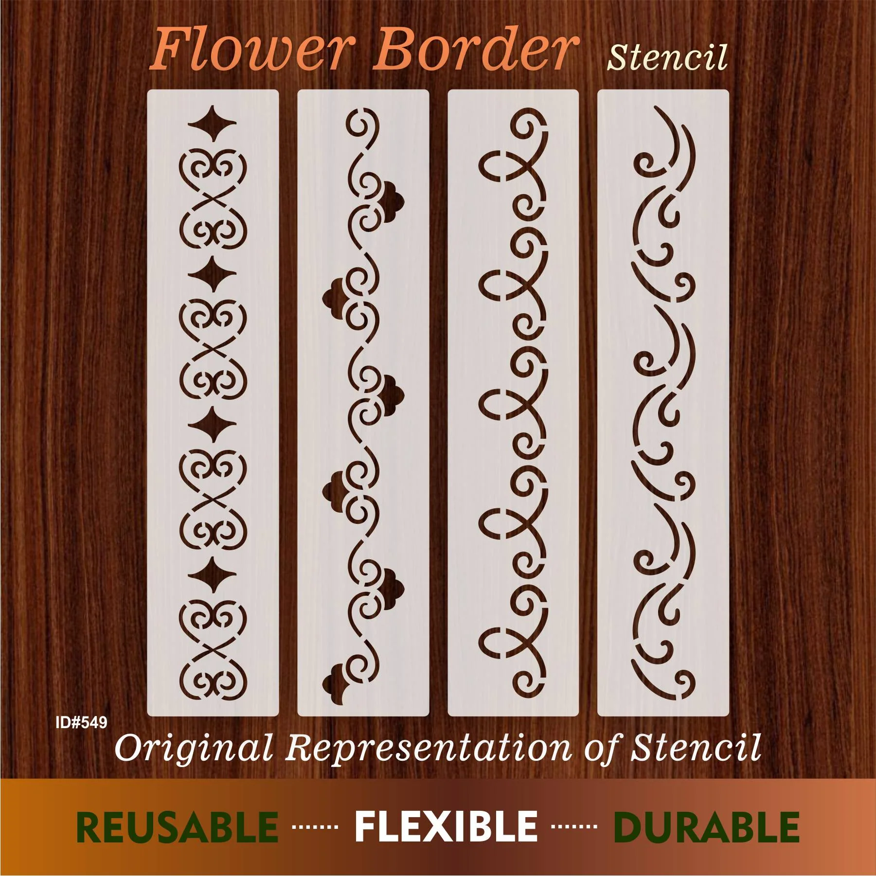 Flower Border Stencil Stamping Photo Album Embossing Paper Card on Wood Fabric Wall. ID #549