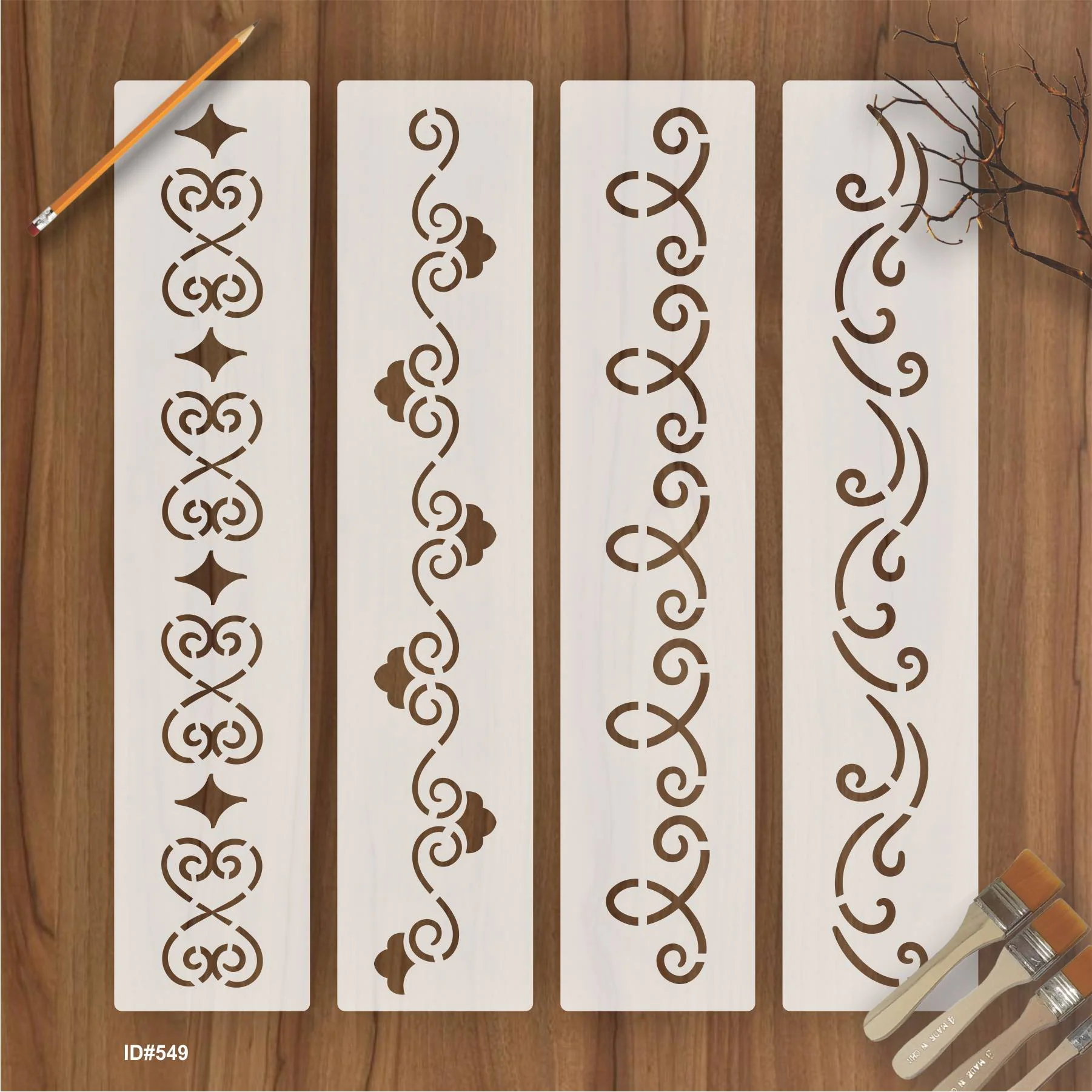 Flower Border Stencil Stamping Photo Album Embossing Paper Card on Wood Fabric Wall. ID #549 - Image 2