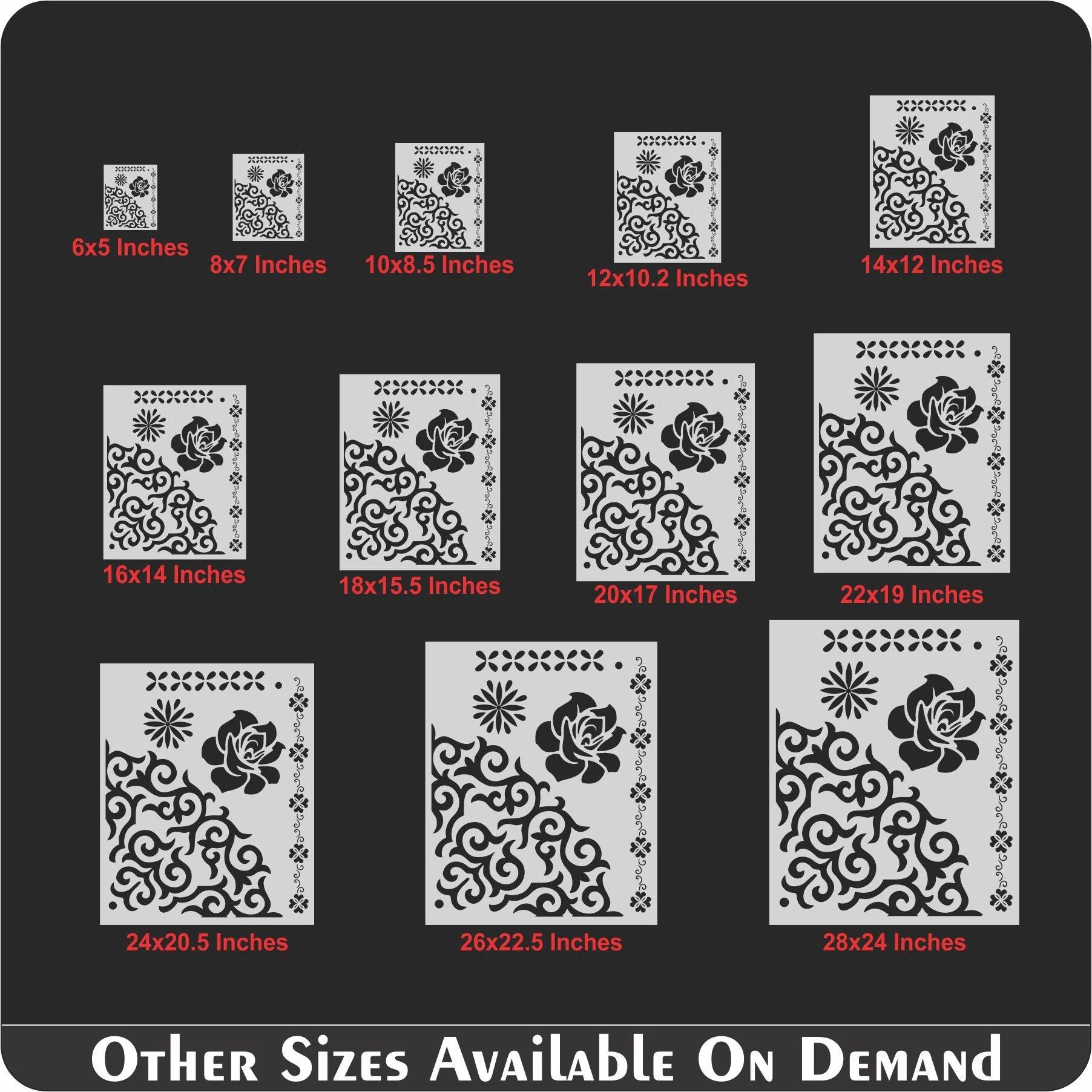Flower Floral Reusable Stencil for Canvas and wall painting.ID#64 - Image 4