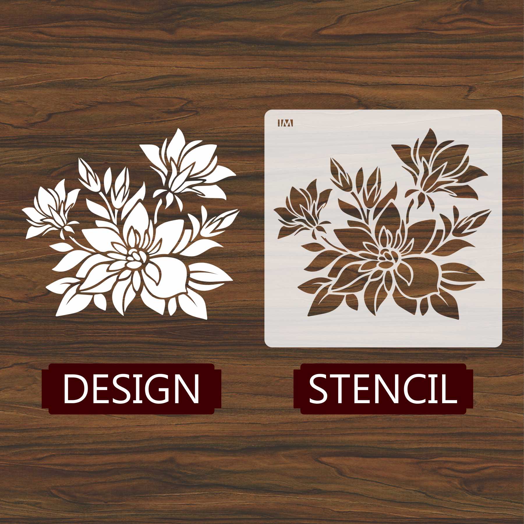 Flower Reusable Stencil For Canvas And Wall Painting.ID #100 - Image 2