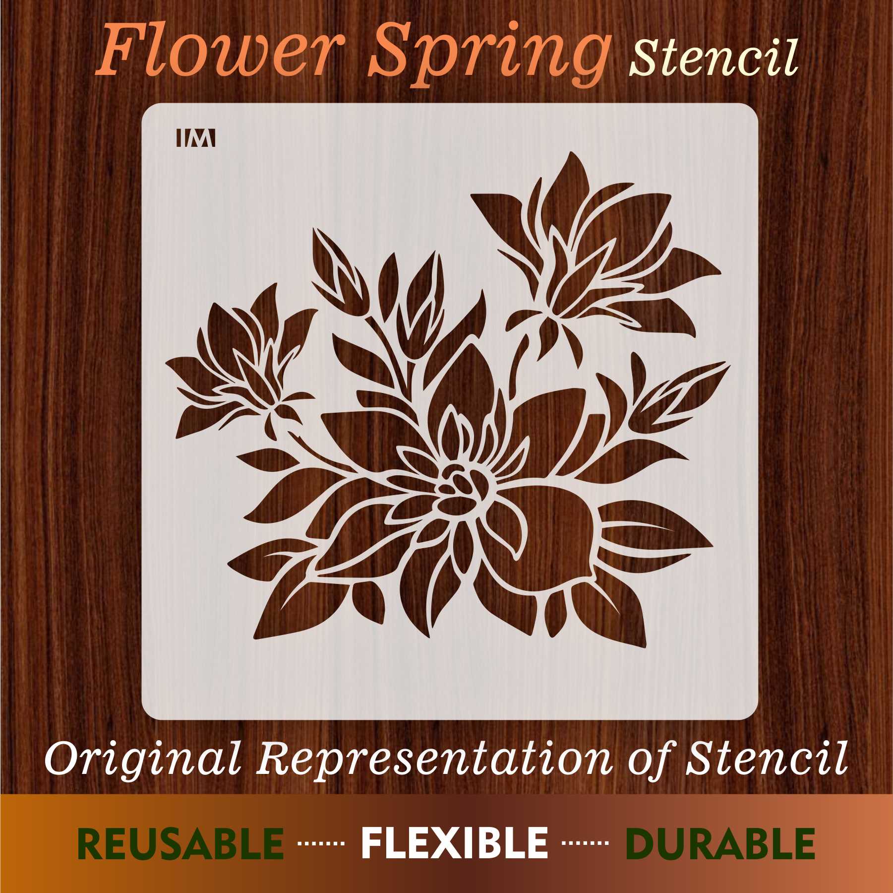 Flower Reusable Stencil For Canvas And Wall Painting.ID #100 - Image 3