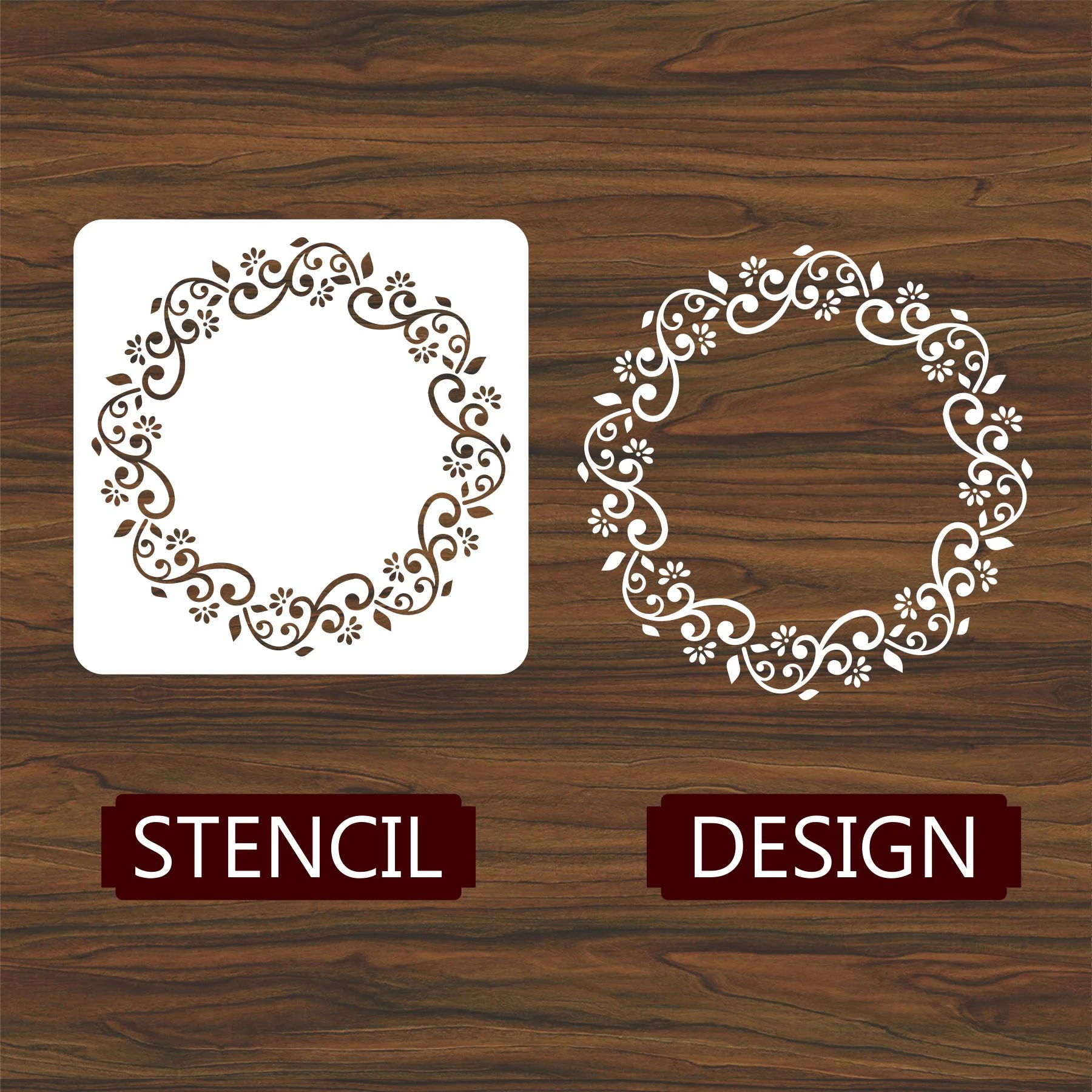 Flower Round Motif Reusable Stencil For Canvas And Wall Painting.ID#261 - Image 3