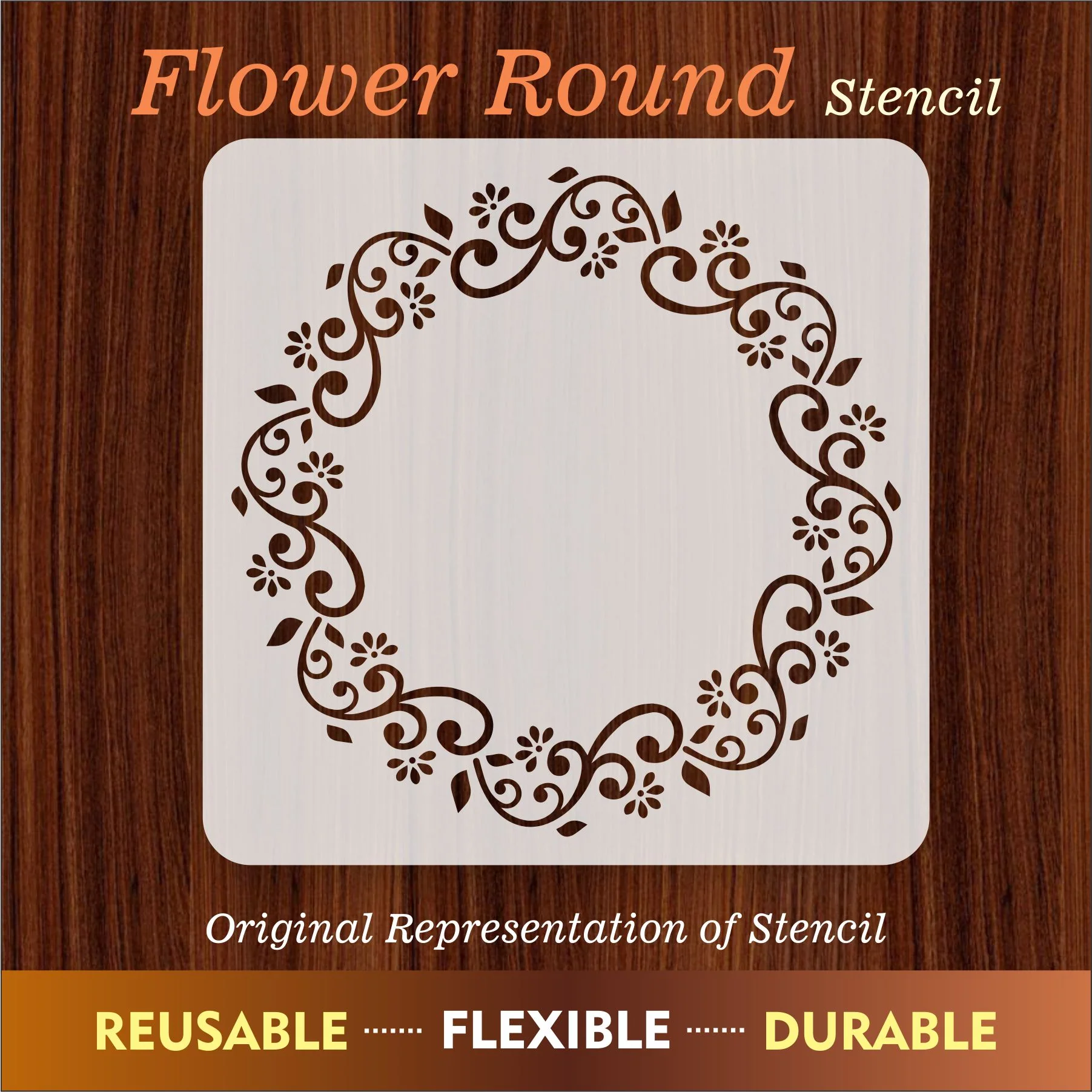 Flower Round Motif Reusable Stencil For Canvas And Wall Painting.ID#261 - Image 6