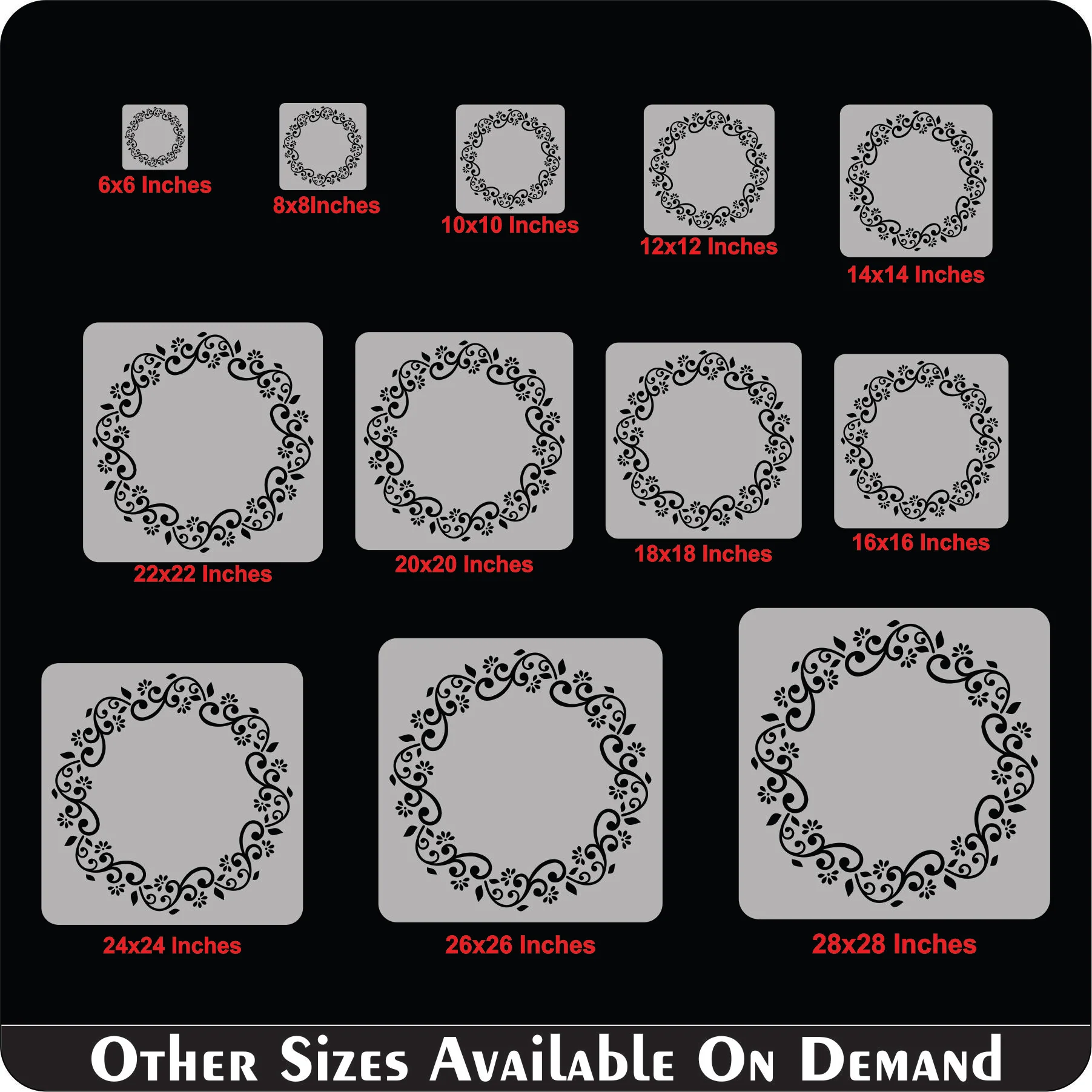 Flower Round Motif Reusable Stencil For Canvas And Wall Painting.ID#261 - Image 7