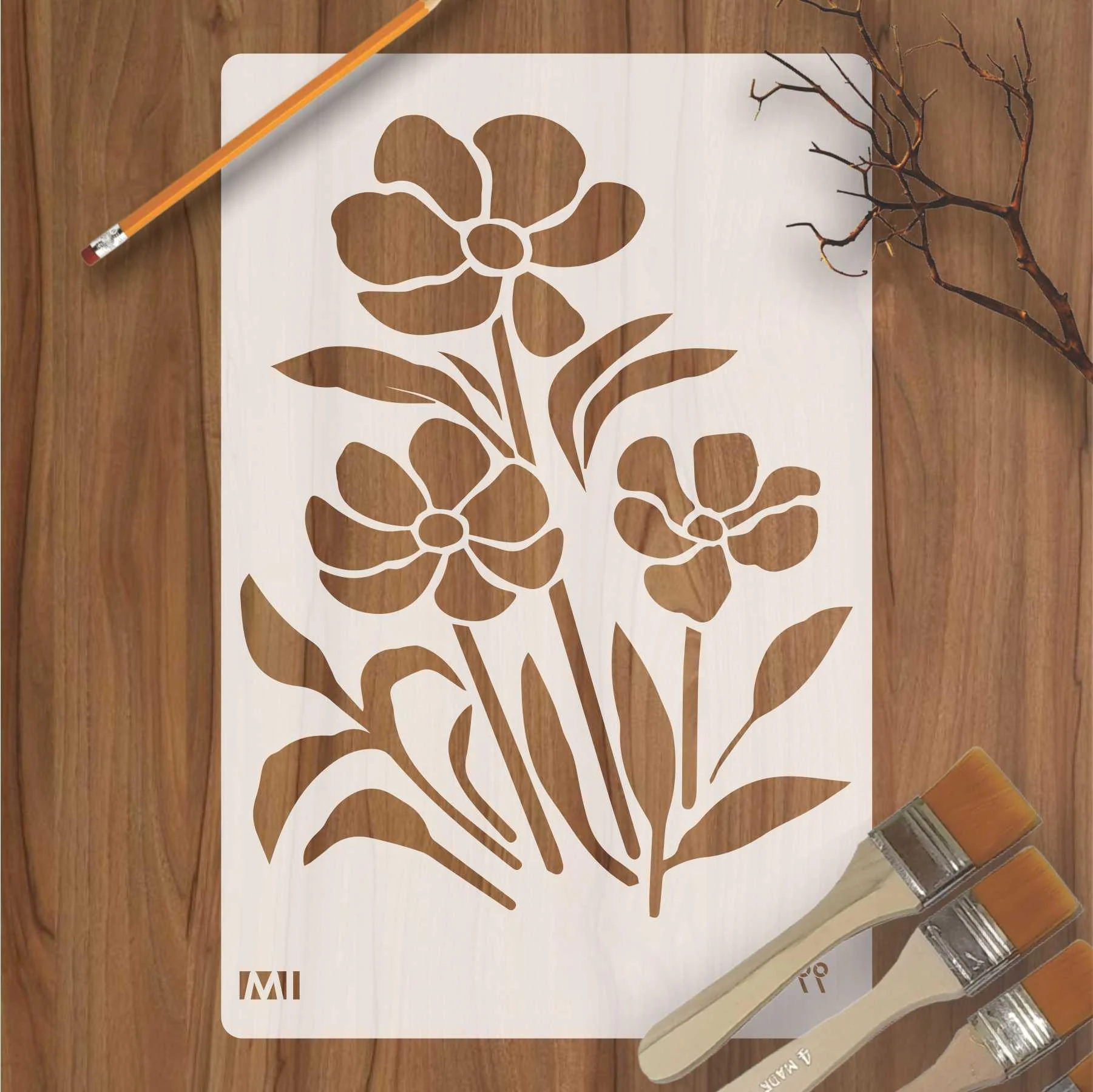 Flower Spring Reusable Stencil for Canvas and wall painting.ID#99