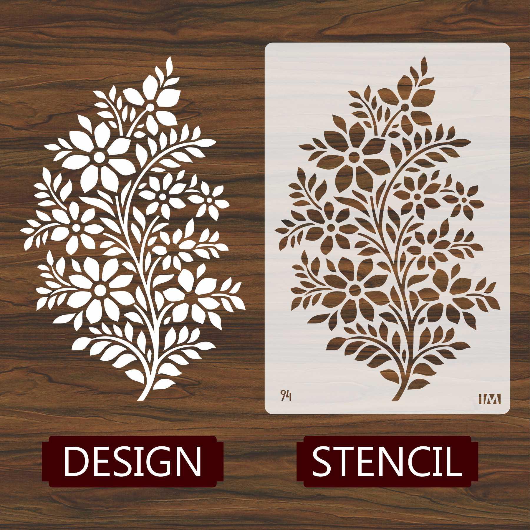 Flower Vine Reusable Stencil for Canvas and wall painting.ID#94 - Image 2