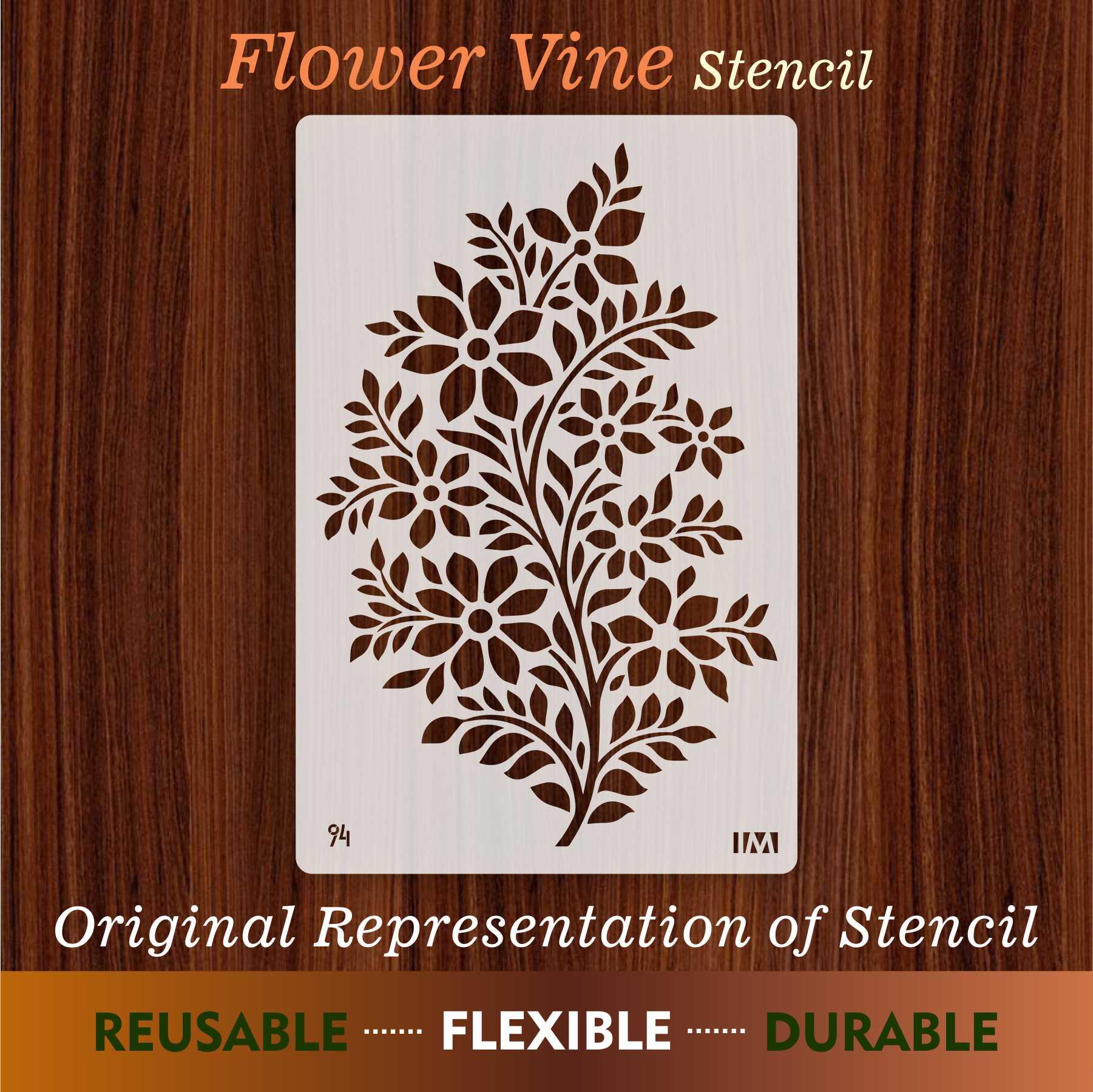 Flower Vine Reusable Stencil for Canvas and wall painting.ID#94 - Image 3