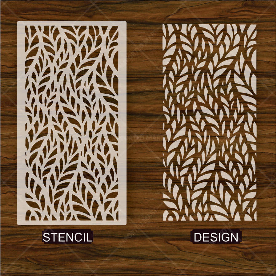 Flowing Botanical Leaf Stencil for Wall, Furniture & Fabric Art – Organic Nature Design – ID# 660 - Image 4