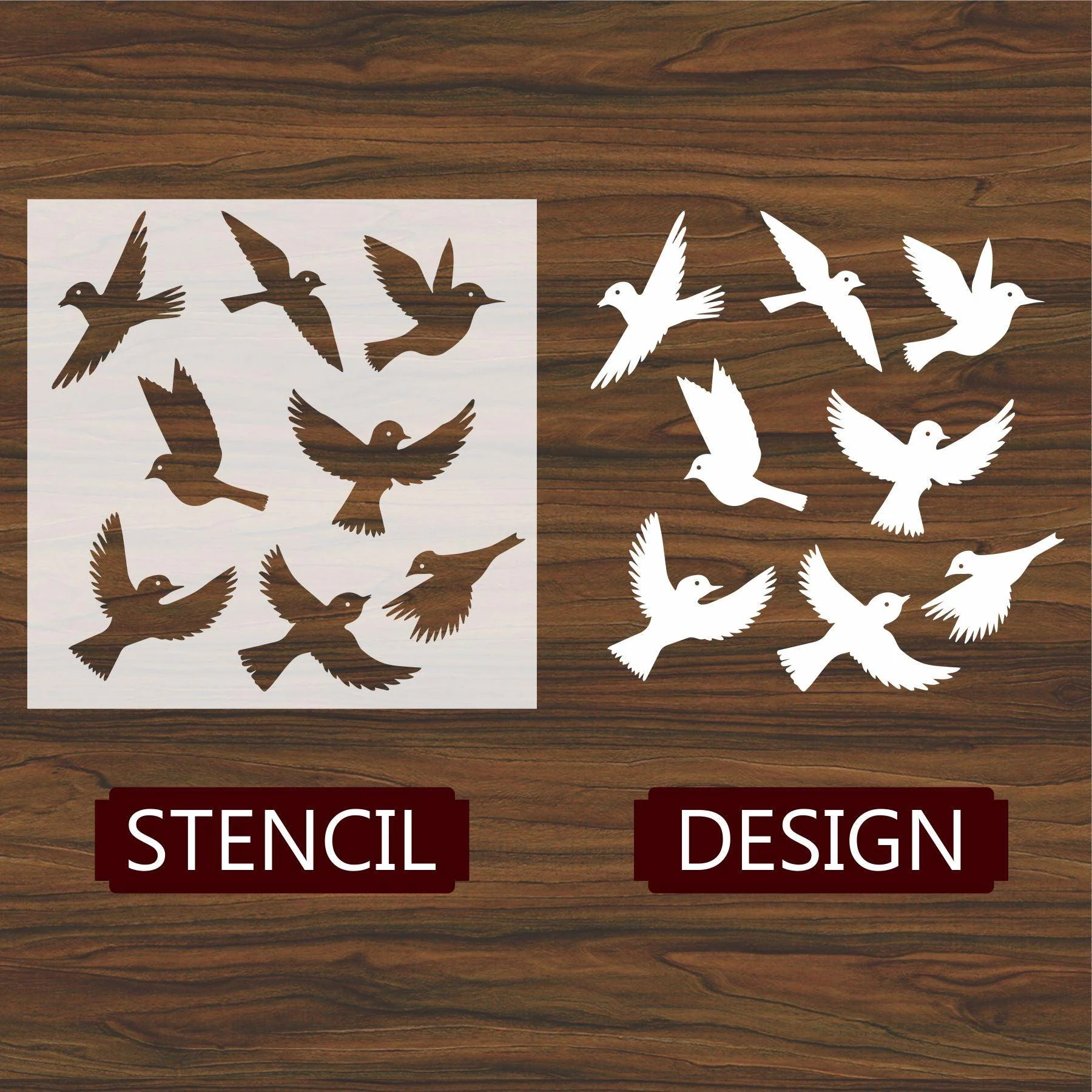 Flying Birds Reusable Stencil For Canvas And Wall Painting.ID#206 - Image 3