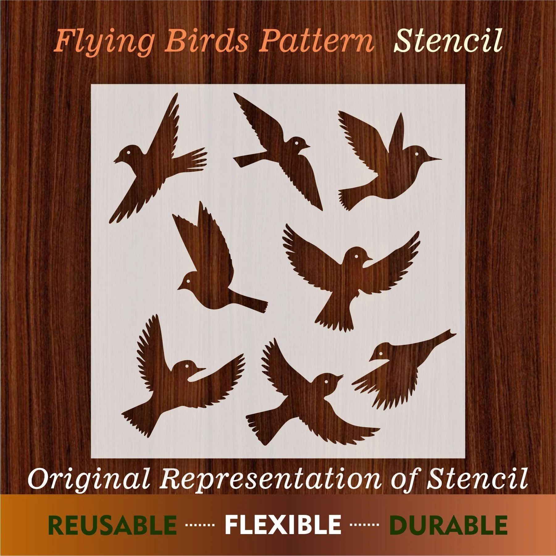 Flying Birds Reusable Stencil For Canvas And Wall Painting.ID#206 - Image 8