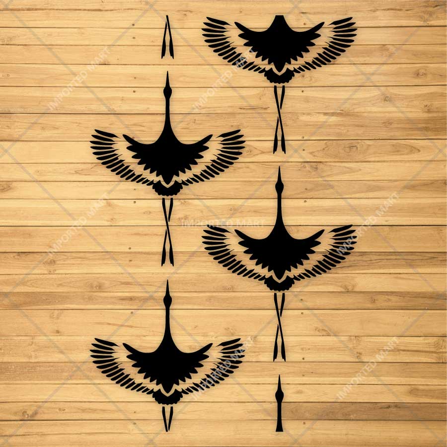 Flying Crane Pattern Stencil for Wall, Wood & Fabric Art – Elegant Bird Motif Design – ID# 798 - Image 3