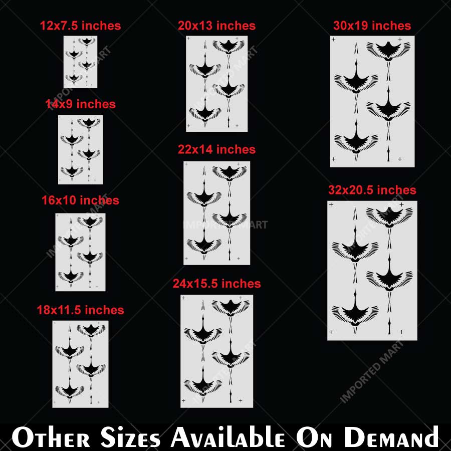 Flying Crane Pattern Stencil for Wall, Wood & Fabric Art – Elegant Bird Motif Design – ID# 798 - Image 5