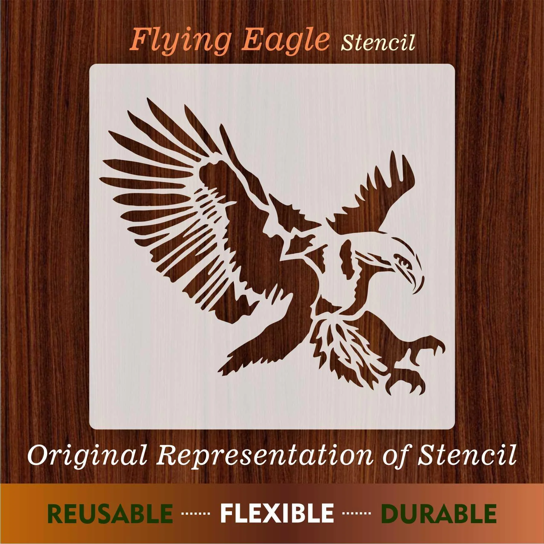 Flying Eagle Reusable Stencil for Canvas and wall painting.ID# 427 - Image 3