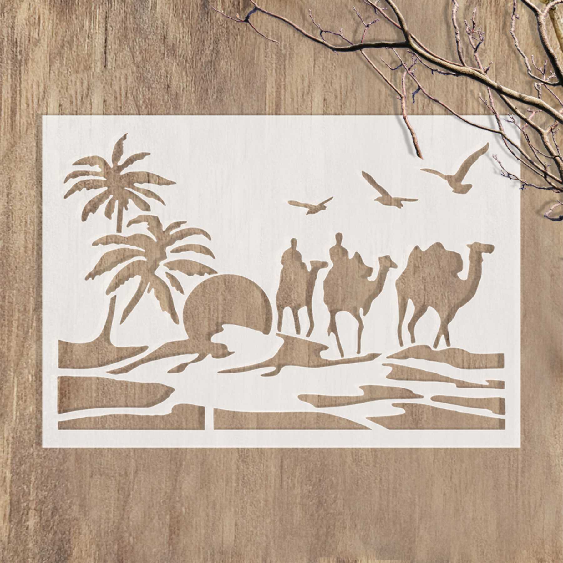 Camles and Coconut Tree stencil for Painting stencils stamp photo album embossed paper card on wood, fabric, wall ID#577 - Image 5