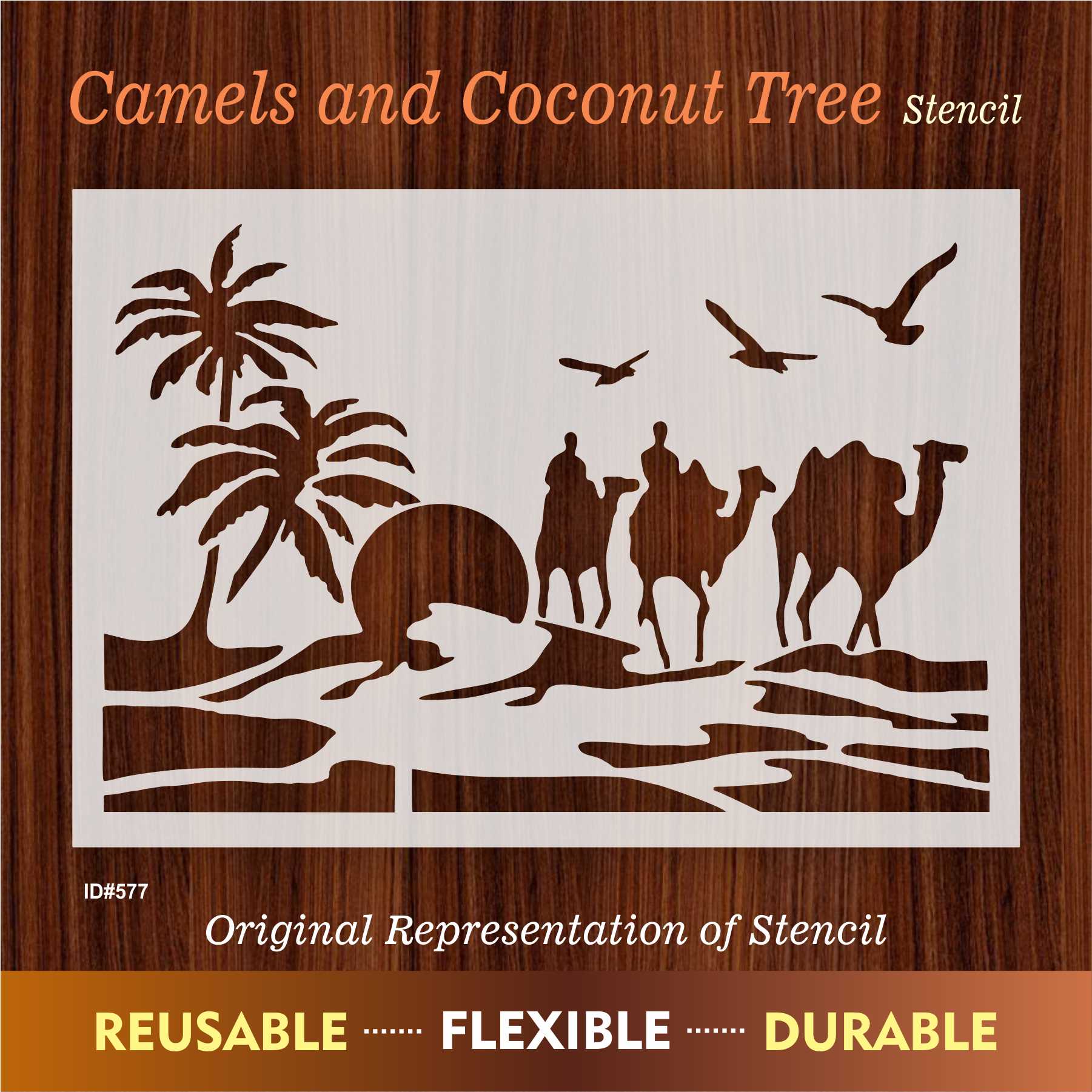 Camles and Coconut Tree stencil for Painting stencils stamp photo album embossed paper card on wood, fabric, wall ID#577 - Image 6