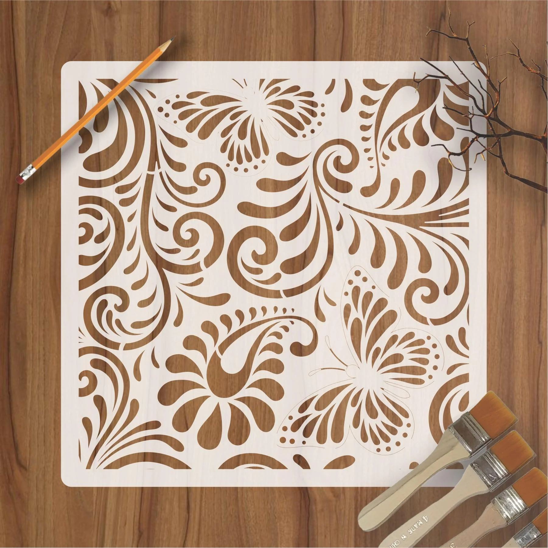 Foral 3d seamless pattern Reusable Stencil For Canvas And Wall Painting.ID#215