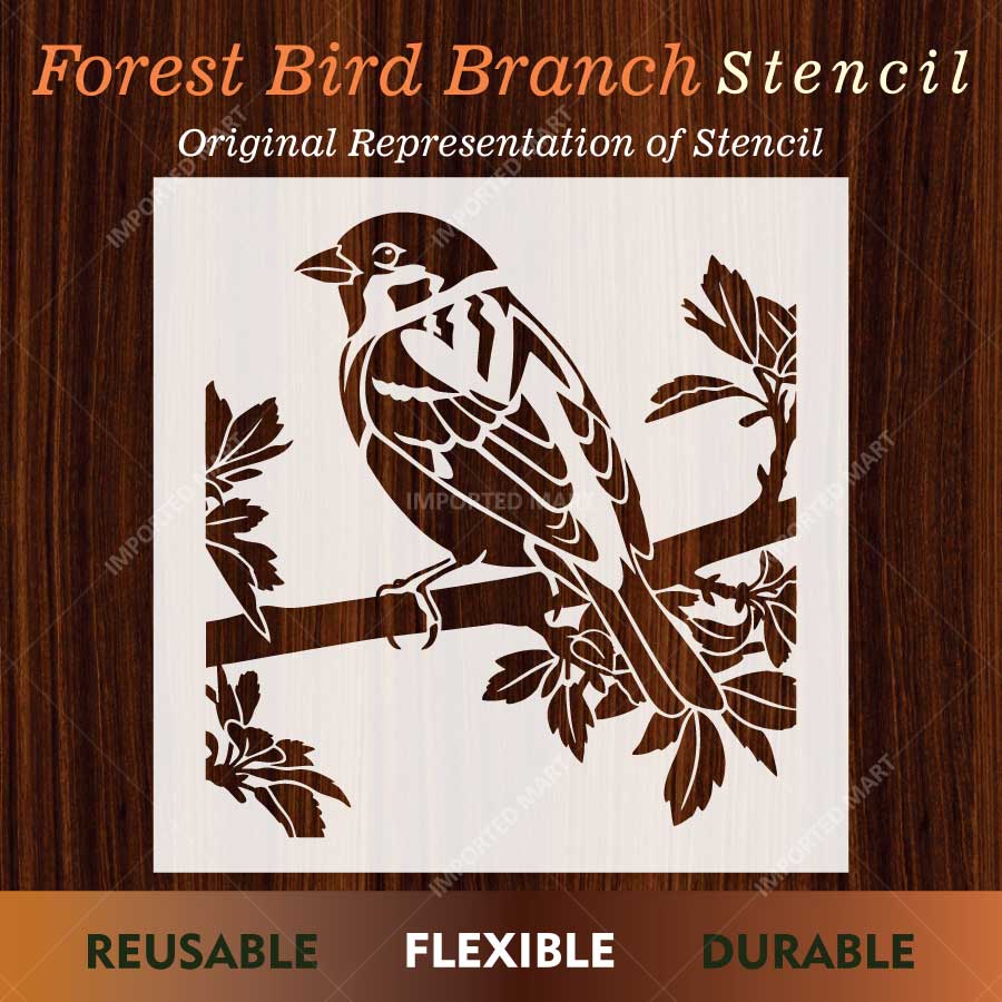 Forest Bird Branch Stencil for Wall, Wood & Furniture Painting – Nature Wildlife Art Design – ID# 813 - Image 2
