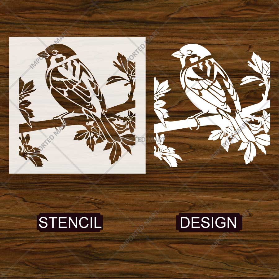 Forest Bird Branch Stencil for Wall, Wood & Furniture Painting – Nature Wildlife Art Design – ID# 813 - Image 4