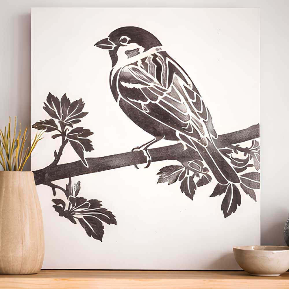 Forest Bird Branch Stencil for Wall, Wood & Furniture Painting – Nature Wildlife Art Design – ID# 813 - Image 6