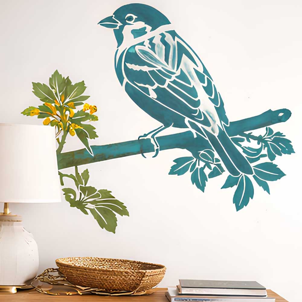 Forest Bird Branch Stencil for Wall, Wood & Furniture Painting – Nature Wildlife Art Design – ID# 813 - Image 7