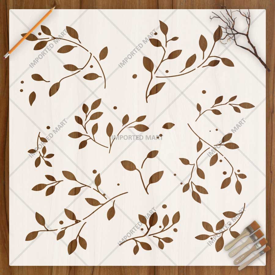 Forest Vine Stencil for Wall, Furniture & Fabric Art – Botanical Leaf Vine Pattern Design – ID# 764