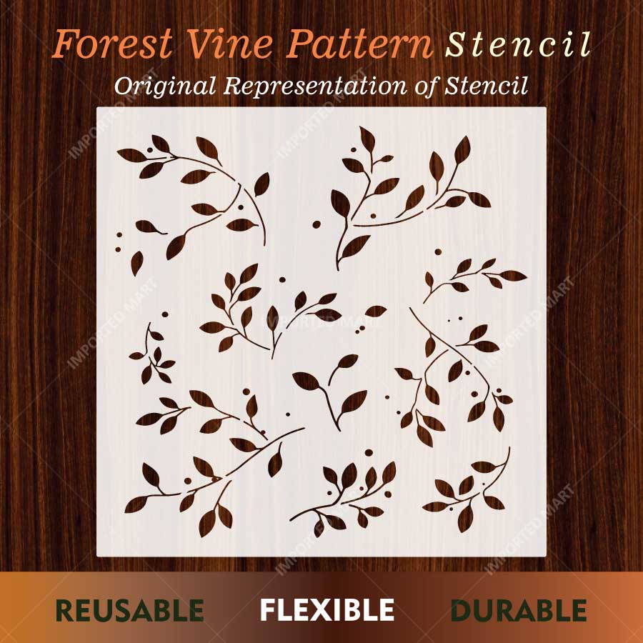 Forest Vine Stencil for Wall, Furniture & Fabric Art – Botanical Leaf Vine Pattern Design – ID# 764 - Image 2