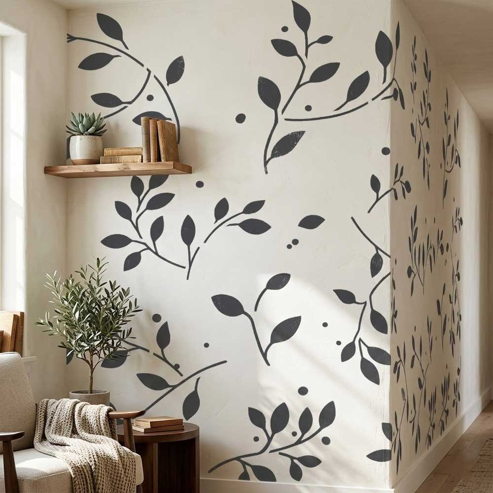 Forest Vine Stencil for Wall, Furniture & Fabric Art – Botanical Leaf Vine Pattern Design – ID# 764 - Image 6