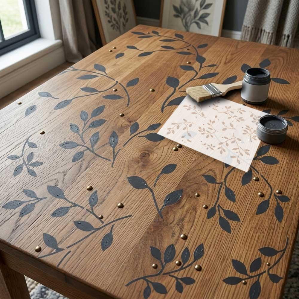 Forest Vine Stencil for Wall, Furniture & Fabric Art – Botanical Leaf Vine Pattern Design – ID# 764 - Image 7
